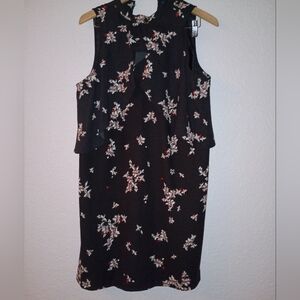 Floral Black Sleeveless Lined Summer Dress